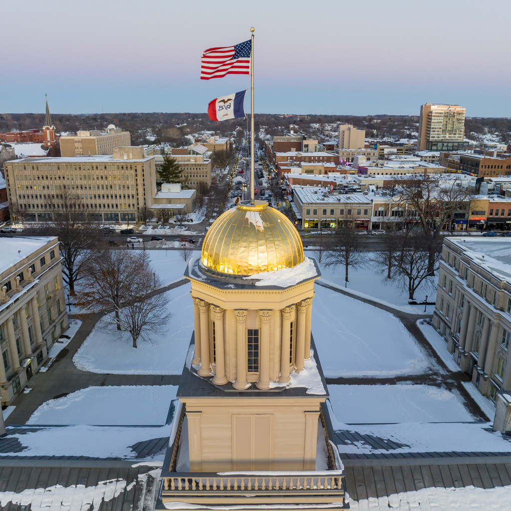 Dome of Old Capitol with snow
