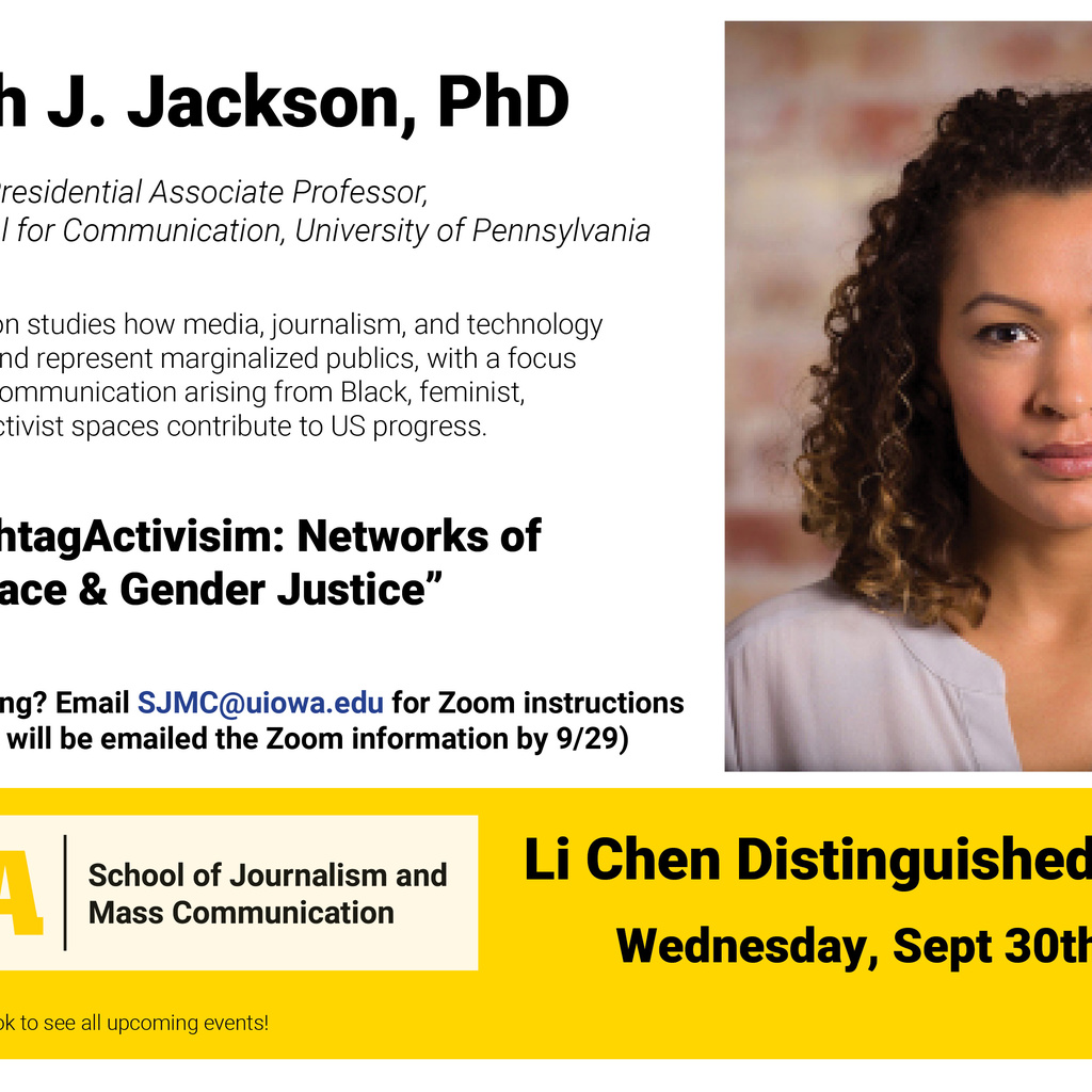Li Chen Distinguished Lecture: #HashtagActivism: Networks of Race & Gender Justice promotional image