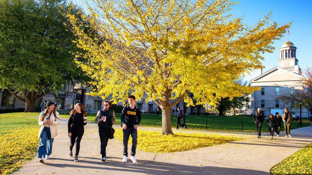 students talking and walking on campus